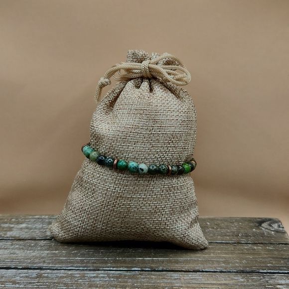 African Turquoise and Copper Beaded Bracelet - Picture 3 of 4